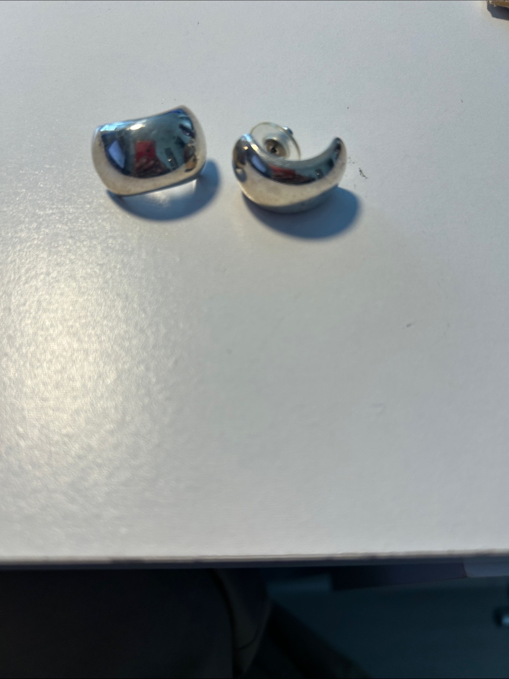 Silver pierced earrings, 925 ,  3/4” long